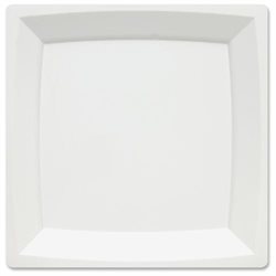 Milan 9.25 Square Dinner Plate - Dinner Plate - Polystyrene, Plastic - Disposable - White - 12 Piece(s) / Pack