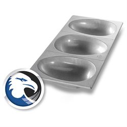 Easter Egg/Football Cake Pan, 3 Cavities 8-5/8 x 5-11/16 x 2-11/16 Deep