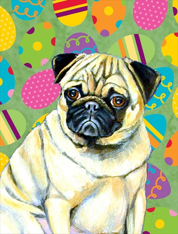 Carolines Treasures LH9432GF 11 x 15 in. Pug Easter Eggtravaganza Garden Size Flag