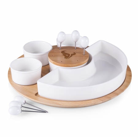 Picnic Time 949-13-505-133-2 Symphony Serving Set Houston Texans Laser Engraved Natural Wood