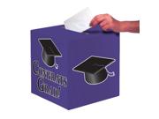 Club Pack of 6 Purple "Congrats Grad" Decorative Graduation Party Card Boxes 9"