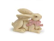 11" Laying Lop Eared Bunny Rabbit with Pink Bow Spring Easter Decoration