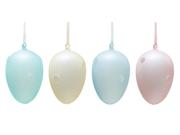Pack of 12 Frosted Easter Egg Holiday Ornaments- Glass 7.25"