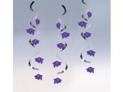 Club Pack of 30 Purple Mortar Board Cap Hat Graduation Day Dizzy Dangler Hanging Party Decorations