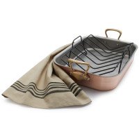 Mauviel M'brushed Copper Roasting Pan with Rack