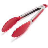 Sur La Table Black Silicone-Tipped Stainless Steel Mini Locking Tongs