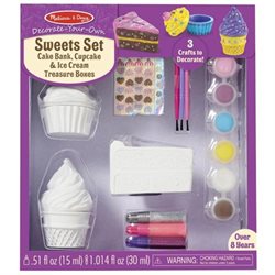 Melissa & Doug DYO Sweet Set - Three Different Sweets Themed Crafts and Keepsakes in One - Includes 2 Resin Treasure Boxes - Cupcake and Ice Cream and Resin Cake Bank