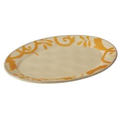 Gold Scroll 12 Round Platter, Almond Cream