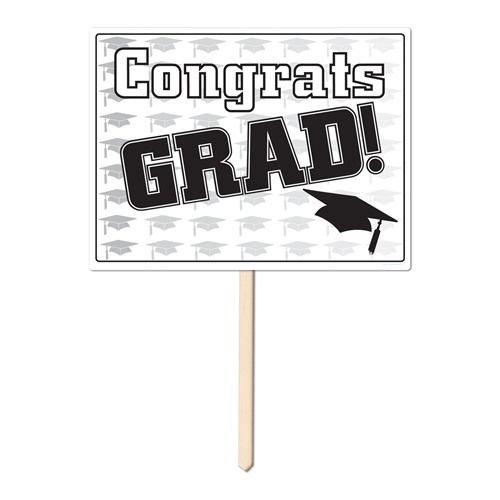 Beistle 54906-BK Congrats Grad Yard Sign in Black - Pack of 6
