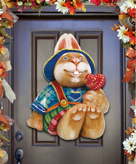 G.DeBrekht 8154422H Easter Baby Bunny Rabbit Wooden Decorative Door Hanger - 24 x 19 x .25 in.
