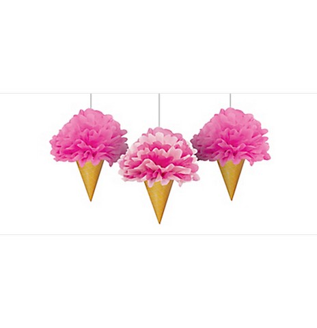 Amscan 180009 Sweet Stuff Ice Cream Fluffy Decorations - Pack of 18