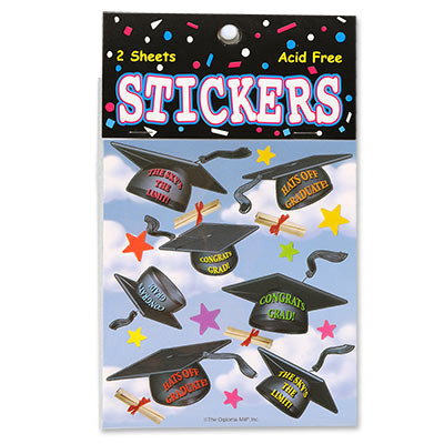 Beistle TT01 Hats Off Graduation Stickers Pack Of 6