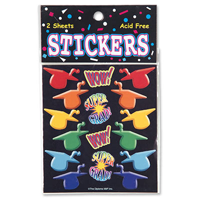 Beistle TT03 Super Grad Graduation Stickers Pack Of 6