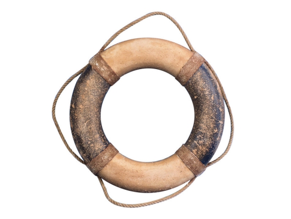 Handcrafted Model Ships Lifering 20-426 Seaworn Decorative Blue And White Vintage Lifering - 20 in.