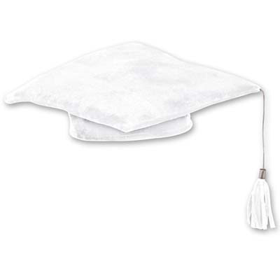 Beistle 50004-W - Plush Graduate Cap - White- Pack of 12