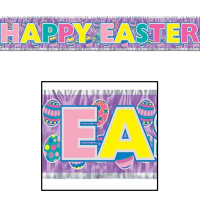 Beistle - 40880 - Metallic Happy Easter Fringe Banner- Pack of 12