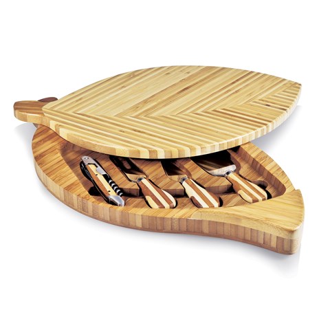 Picnic Time 830-00-505-000-0 Leaf Cheese Board & Tools Set - Bamboo