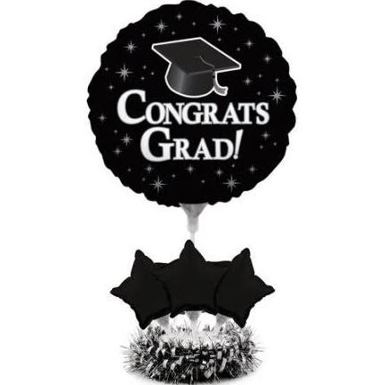 Hoffmaster Group 263419 4 by 1 Count Air Filled Balloon Graduation Centerpiece Black - Case of 4