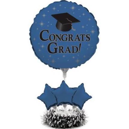 Hoffmaster Group 263421 4 by 1 Count Air Filled Balloon Graduation Centerpiece Blue - Case of 4