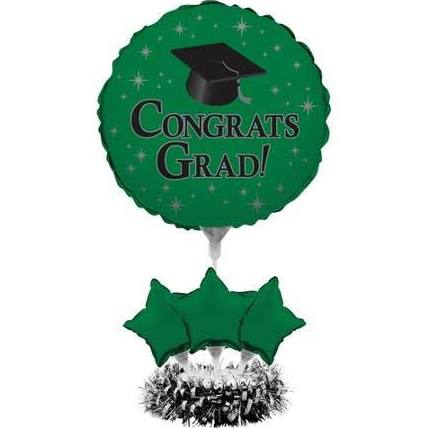 Hoffmaster Group 263422 4 by 1 Count Air Filled Balloon Graduation Centerpiece Green - Case of 4