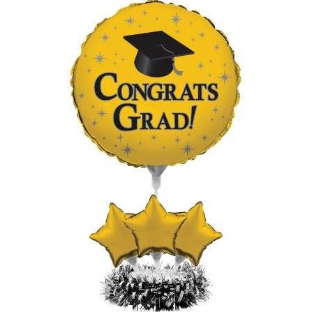 Hoffmaster Group 263423 4 by 1 Count School Bus Yellow Graduation Balloon Centerpiece Kit - Case of 4