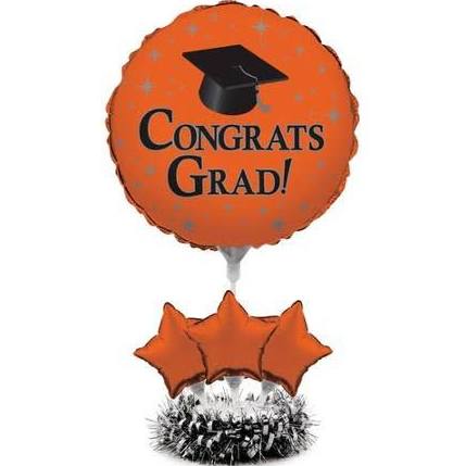 Hoffmaster Group 263424 4 by 1 Count Air Filled Balloon Graduation Centerpiece Orange - Case of 4