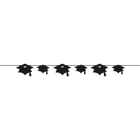 Hoffmaster Group 293724 12 by 1 Count Graduation Mortarboards Party Banner Black - Case of 12