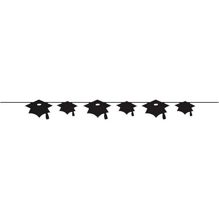 Hoffmaster Group 293724 12 by 1 Count Graduation Mortarboards Party Banner Black - Case of 12