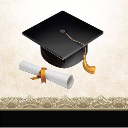 Hoffmaster Group 652216 12 by 16 Count Cap & Gown Graduation 2 Ply Beverage Napkins - Case of 12