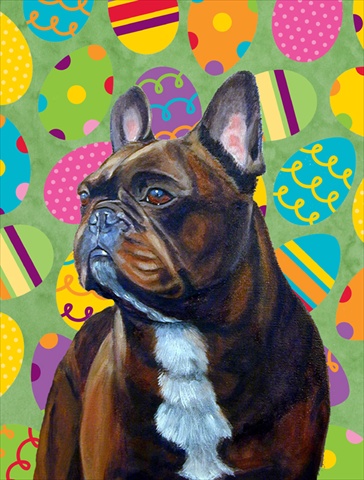 Carolines Treasures LH9430CHF 28 x 40 in. French Bulldog Easter Eggtravaganza House Size Canvas Flag