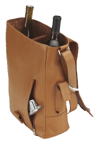 Picnic Gift 4025-BR Vino 2 Leather Wine Tote Two Bottle Carrier - Brown