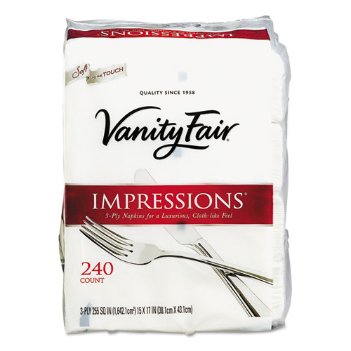 Vanity Fair. 831047 Impressions Dinner Napkins 3-Ply 15 x 17 White 200/Pack