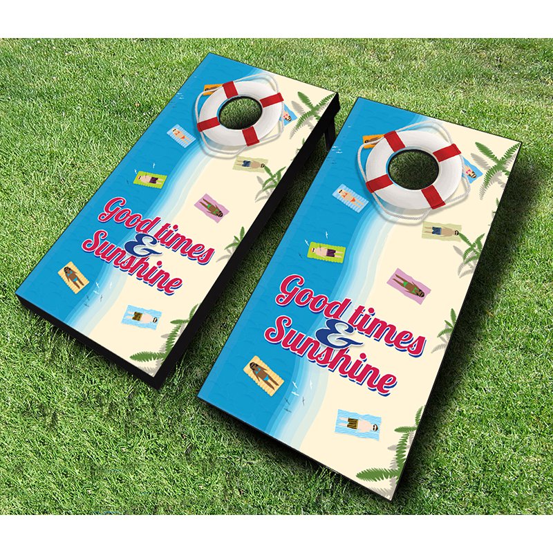 AJJ Cornhole Beach Themed Cornhole Set Red & Royal