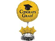 Pack of 4 Yellow Graduation "Congrats Grad" Air-Filled Balloon Foil Centerpiece Kit 30"