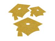 Club Pack of 72 School Bus Yellow Graduation Cap Mini Glitter Cutouts