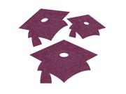 Club Pack of 72 Burgundy Graduation Cap Mini Glitter Cutouts