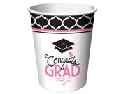Club Pack of 216 Glamorous Grad Disposable Paper Hot and Cold Drinking Graduation Party Cups 9 oz.