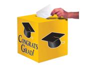 Club Pack of 6 School Bus Yellow "Congrats Grad" Decorative Graduation Party Card Boxes 9"