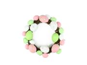 10" Pastel Pink, Green and White Floral Stem Easter Egg Spring Grapevine Wreath