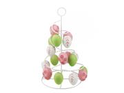14.25" Pastel Pink, White and Green Floral Cut-Out Spring Easter Egg Tree