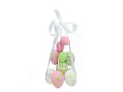 17" Pastel Pink, Green and White Floral Striped Spring Easter Egg Cluster Hanging Decoration