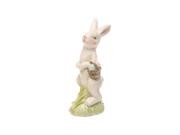 6.75" Glitter Embellished Soft Pastel Easter Bunny Rabbit with Basket of Eggs Spring Figure
