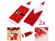 2Pcs Xmas Santa Claus Table Decor Christmas Party Gift Wine Bottle Cover Holiday