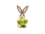 11.75" Rustic Brown Sisal Mrs. Easter Bunny Rabbit with Egg Spring Figure