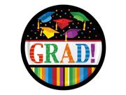 Club Pack of 96 Graduation Fest "Grad!" Disposable Paper Lunch Plates 7"