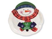 Club Pack of 12 Round Snowman Shaped Christmas Holiday Party Serving Trays 14"