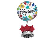 Pack of 4 Multi-Colored Stars "Congrats" Foil Graduation Party Balloon Centerpiece Kits 9"
