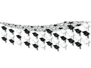 Pack of 6 Black and White Graduation Cap Hanging Ceiling Party Decorations 12'