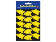 Club Pack of 48 Yellow Mortarboard Graduation Cap Sticker Sheets 7.5"