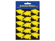 Club Pack of 48 Yellow Mortarboard Graduation Cap Sticker Sheets 7.5"
